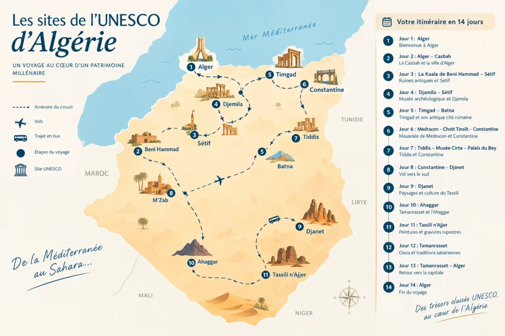 Circuit site de l'unesco en algérie