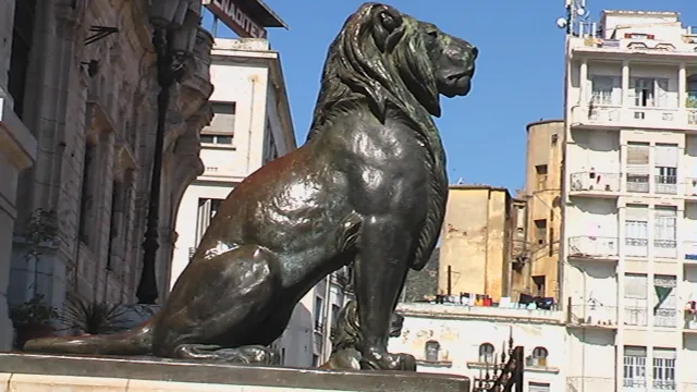 Lion en bronze devant l’hôtel de ville d’Oran, Algérie